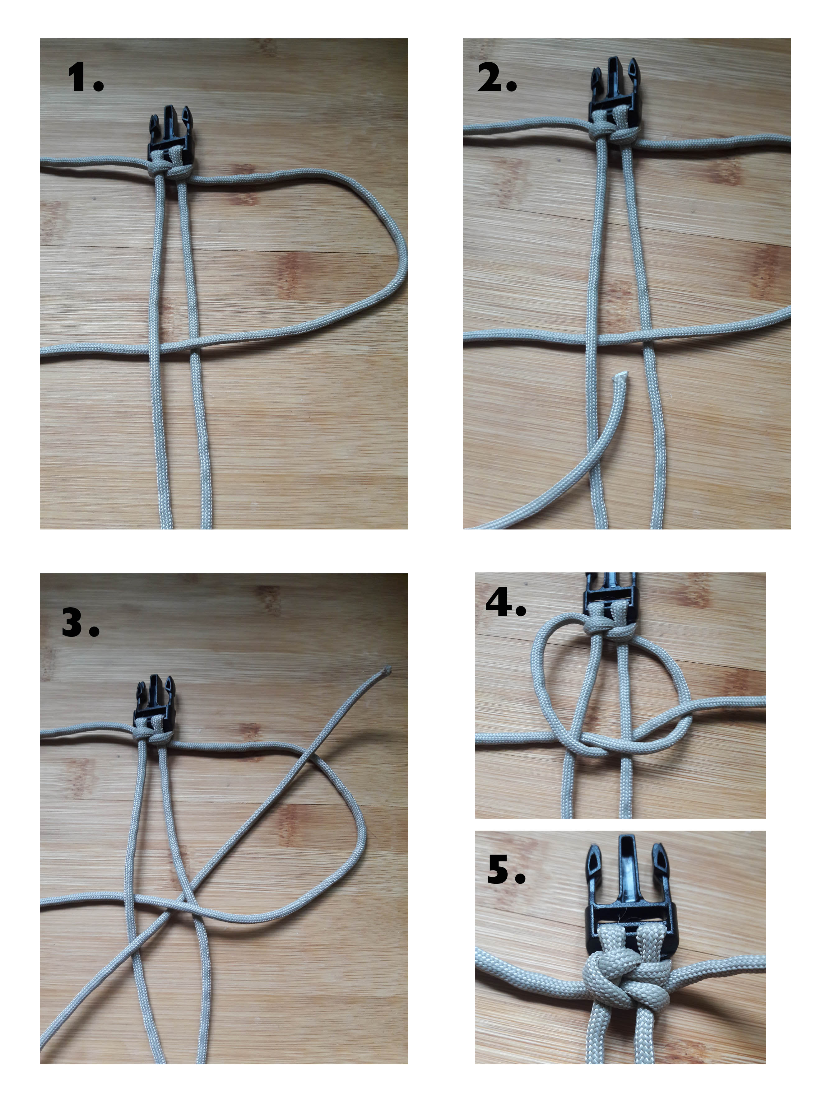 Zweiter Knoten beim hellen Paracord Armband